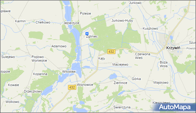 mapa Kąty gmina Osieczna, Kąty gmina Osieczna na mapie Targeo