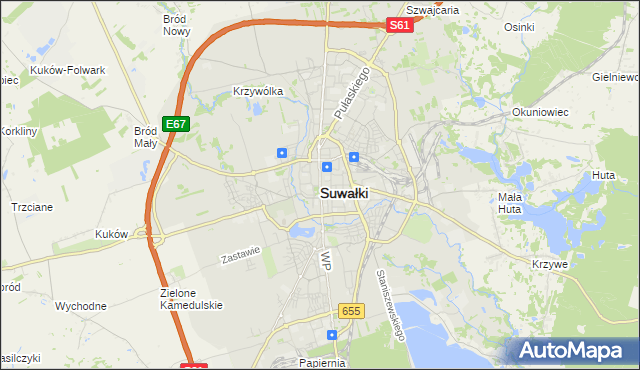 mapa Suwałk, Suwałki na mapie Targeo