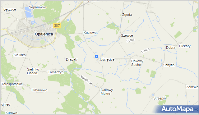 mapa Uścięcice, Uścięcice na mapie Targeo