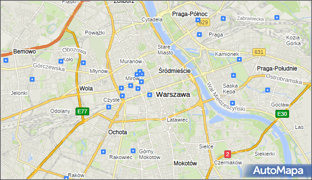 mapa Warszawy, Warszawa na mapie Targeo