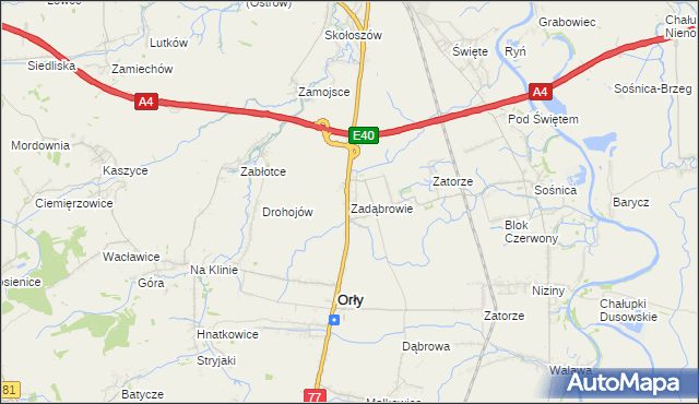 mapa Zadąbrowie gmina Orły, Zadąbrowie gmina Orły na mapie Targeo