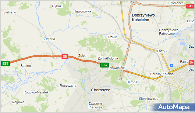 mapa Żółtki-Kolonia, Żółtki-Kolonia na mapie Targeo