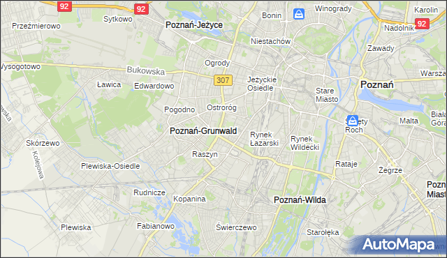 mapa Łazarz gmina Poznań, Łazarz gmina Poznań na mapie Targeo