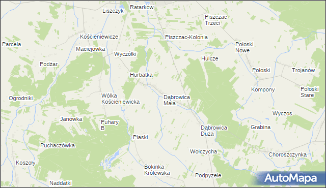 mapa Dąbrowica Mała, Dąbrowica Mała na mapie Targeo