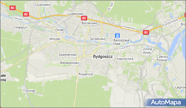 mapa Bydgoszczy, Bydgoszcz na mapie Targeo