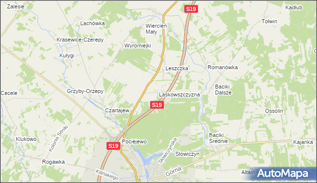 mapa Laskowszczyzna gmina Siemiatycze, Laskowszczyzna gmina Siemiatycze na mapie Targeo
