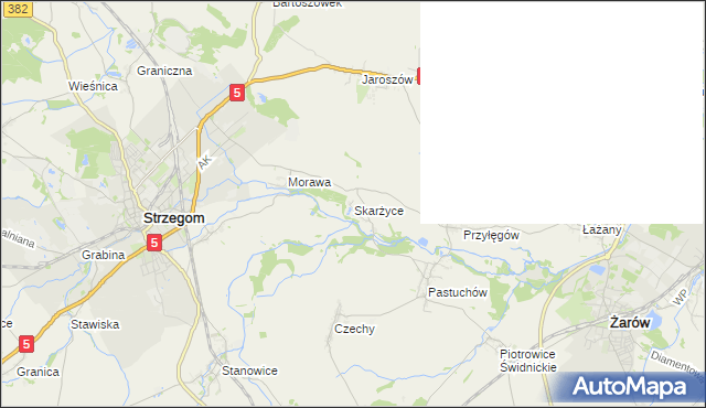 mapa Skarżyce gmina Strzegom, Skarżyce gmina Strzegom na mapie Targeo