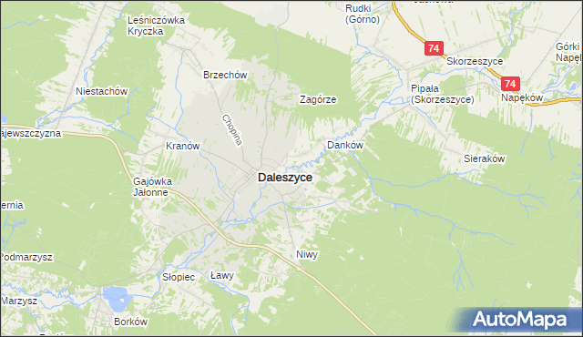 mapa Wójtostwo gmina Daleszyce, Wójtostwo gmina Daleszyce na mapie Targeo