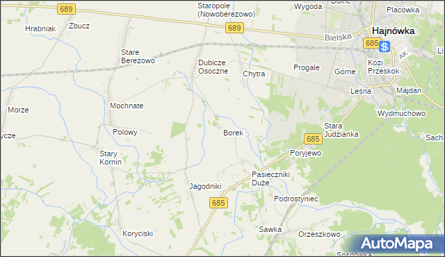 mapa Borek gmina Hajnówka, Borek gmina Hajnówka na mapie Targeo