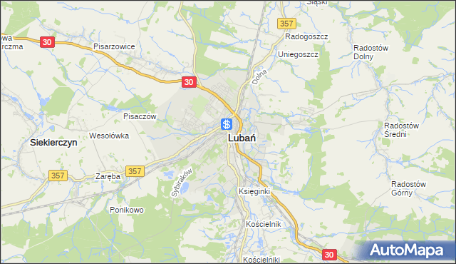 mapa Lubań, Lubań na mapie Targeo