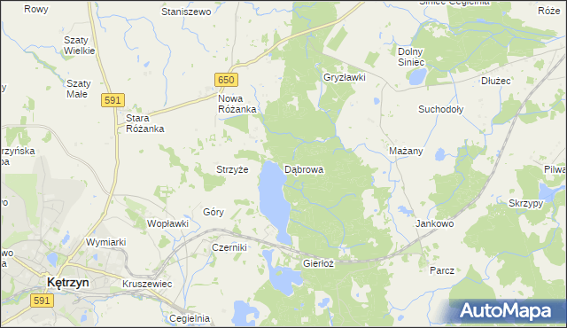 mapa Dąbrowa gmina Kętrzyn, Dąbrowa gmina Kętrzyn na mapie Targeo