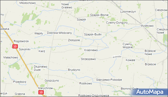 mapa Kraśniewo gmina Raciąż, Kraśniewo gmina Raciąż na mapie Targeo