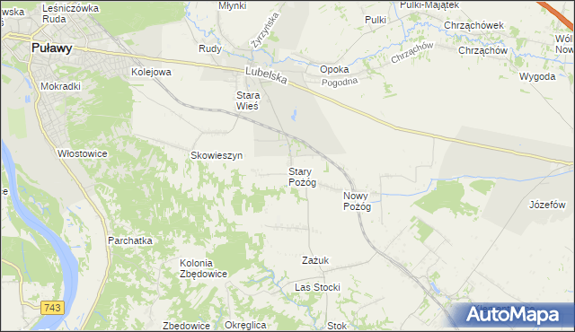 mapa Stary Pożóg, Stary Pożóg na mapie Targeo