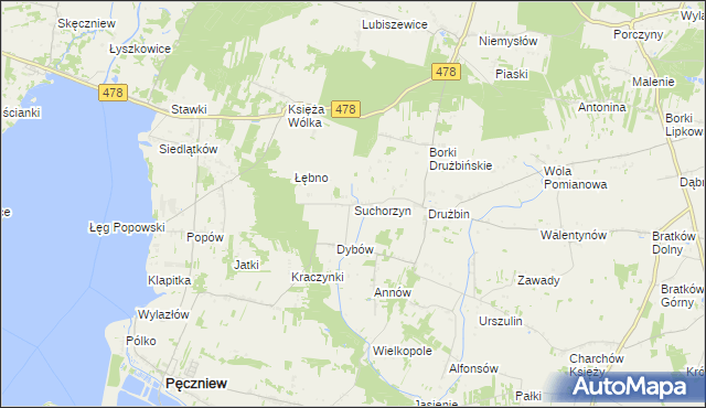 mapa Suchorzyn, Suchorzyn na mapie Targeo