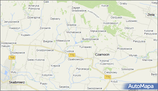 mapa Turnawiec, Turnawiec na mapie Targeo