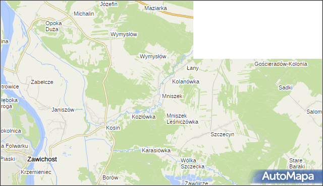 mapa Mniszek gmina Gościeradów, Mniszek gmina Gościeradów na mapie Targeo