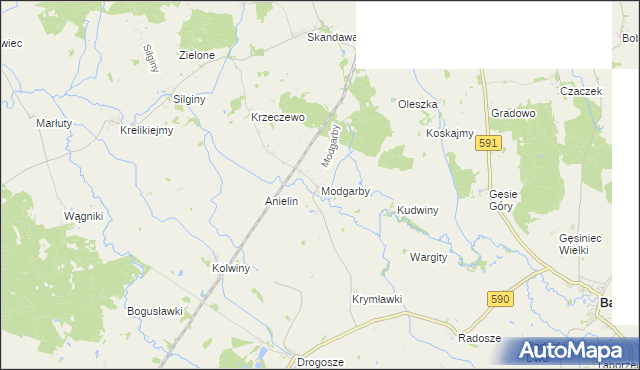 mapa Modgarby, Modgarby na mapie Targeo