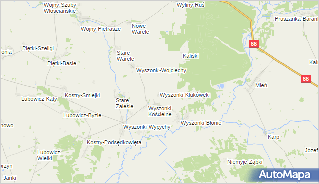 mapa Wyszonki-Klukówek, Wyszonki-Klukówek na mapie Targeo