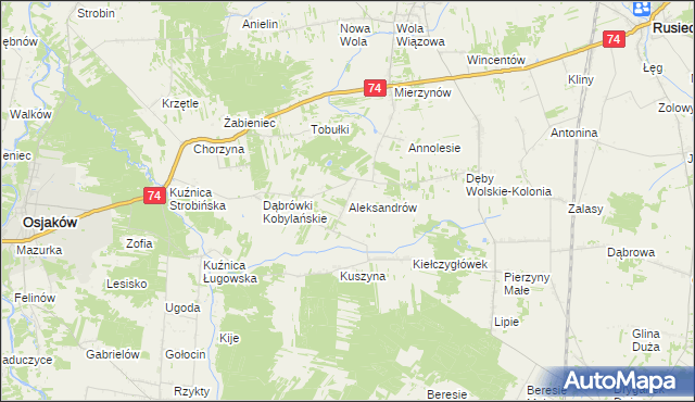 mapa Aleksandrów gmina Rusiec, Aleksandrów gmina Rusiec na mapie Targeo