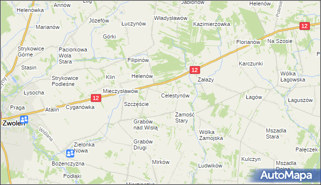 mapa Celestynów gmina Zwoleń, Celestynów gmina Zwoleń na mapie Targeo