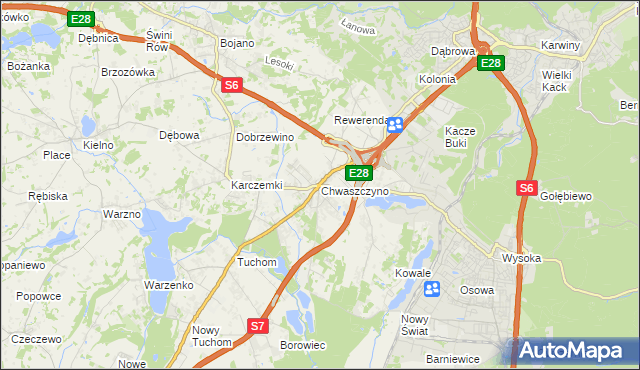 mapa Chwaszczyno, Chwaszczyno na mapie Targeo