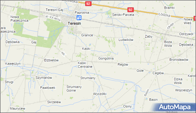 mapa Gongolina, Gongolina na mapie Targeo