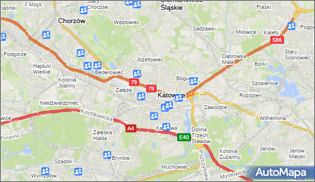 mapa Katowic, Katowice na mapie Targeo
