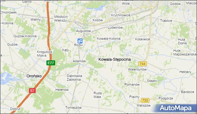 mapa Kowala-Stępocina, Kowala-Stępocina na mapie Targeo