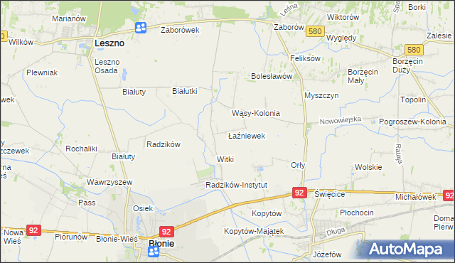 mapa Łaźniewek, Łaźniewek na mapie Targeo