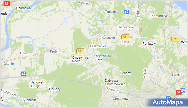 mapa Olszewnica Stara, Olszewnica Stara na mapie Targeo