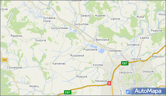 mapa Piszkowice, Piszkowice na mapie Targeo