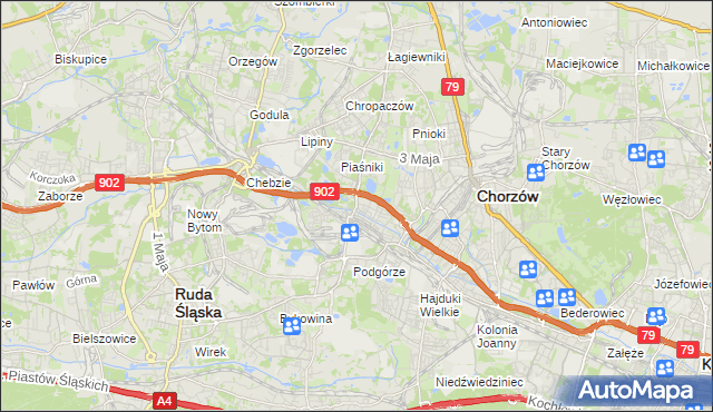 mapa Świętochłowice, Świętochłowice na mapie Targeo