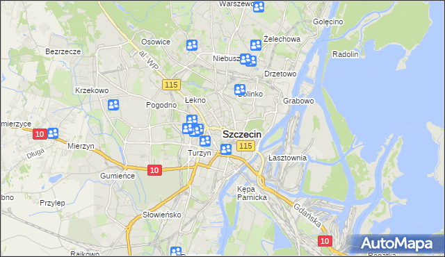 mapa Szczecina, Szczecin na mapie Targeo