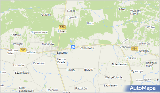 mapa Zaborówek gmina Leszno, Zaborówek gmina Leszno na mapie Targeo