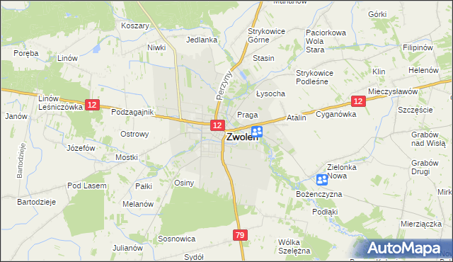 mapa Zwoleń, Zwoleń na mapie Targeo