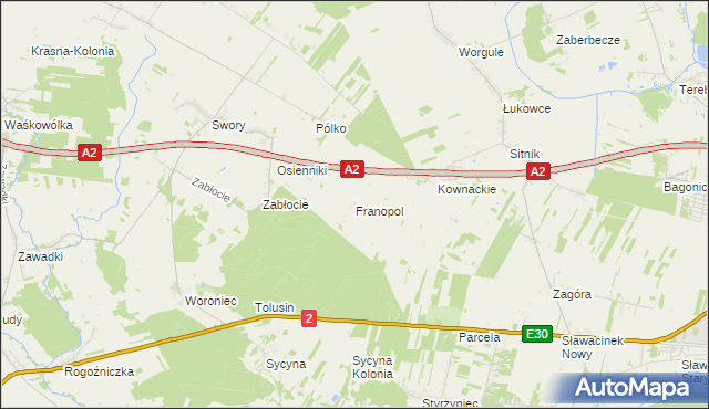 mapa Franopol gmina Biała Podlaska, Franopol gmina Biała Podlaska na mapie Targeo