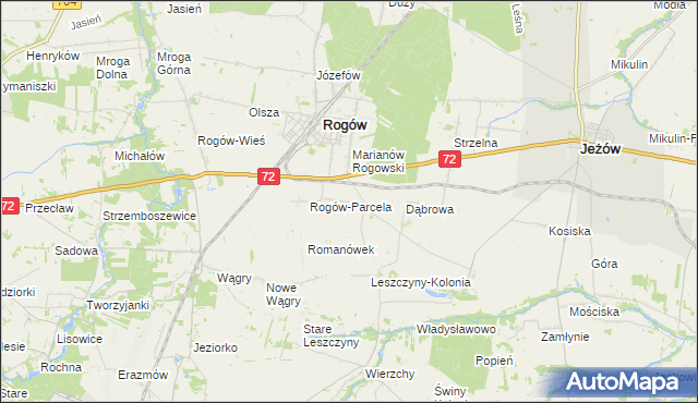 mapa Popień gmina Rogów, Popień gmina Rogów na mapie Targeo