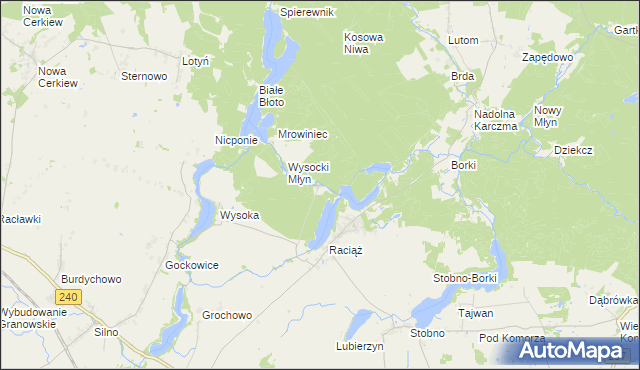 mapa Raciąski Młyn, Raciąski Młyn na mapie Targeo