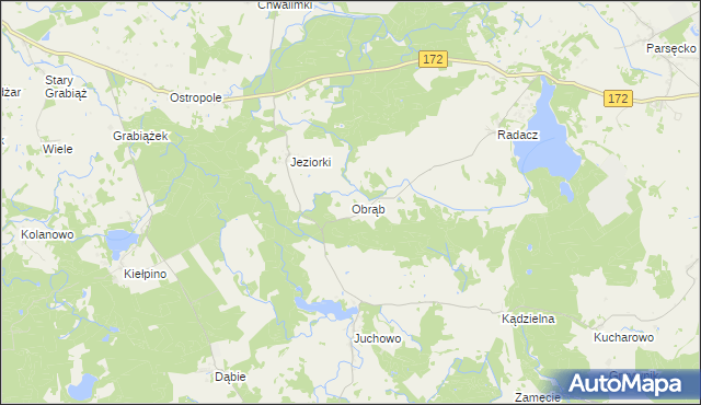 mapa Obrąb gmina Borne Sulinowo, Obrąb gmina Borne Sulinowo na mapie Targeo