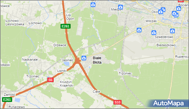 mapa Białe Błota powiat bydgoski, Białe Błota powiat bydgoski na mapie Targeo
