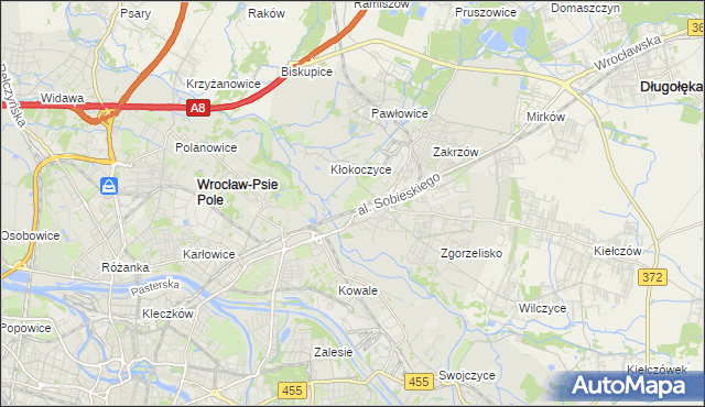 mapa Psie Pole gmina Wrocław, Psie Pole gmina Wrocław na mapie Targeo