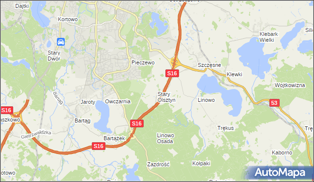 mapa Stary Olsztyn, Stary Olsztyn na mapie Targeo