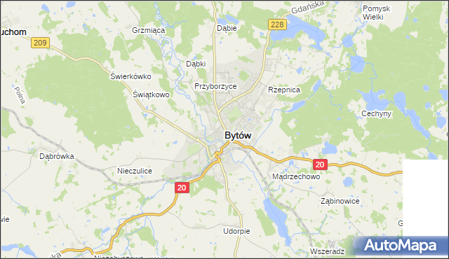 mapa Bytów, Bytów na mapie Targeo