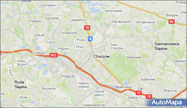 mapa Chorzów, Chorzów na mapie Targeo