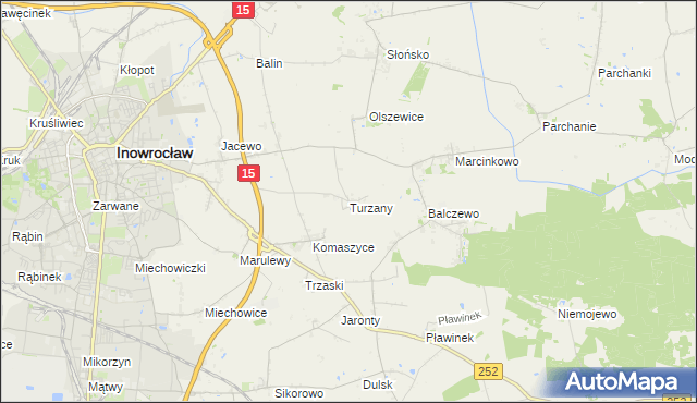 mapa Turzany gmina Inowrocław, Turzany gmina Inowrocław na mapie Targeo