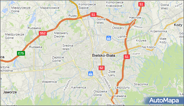 mapa Bielsko-Białej, Bielsko-Biała na mapie Targeo