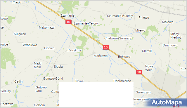 mapa Mańkowo gmina Zawidz, Mańkowo gmina Zawidz na mapie Targeo