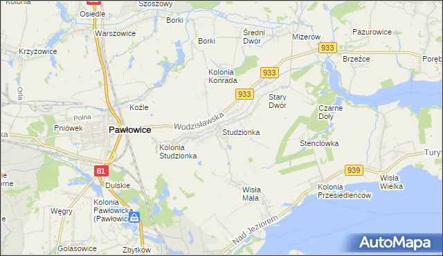 mapa Studzionka gmina Pszczyna, Studzionka gmina Pszczyna na mapie Targeo