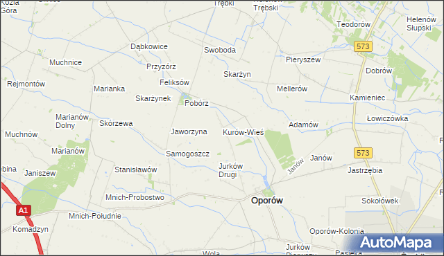 mapa Kurów-Wieś, Kurów-Wieś na mapie Targeo