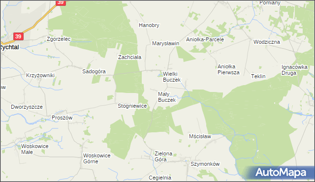 mapa Mały Buczek gmina Rychtal, Mały Buczek gmina Rychtal na mapie Targeo